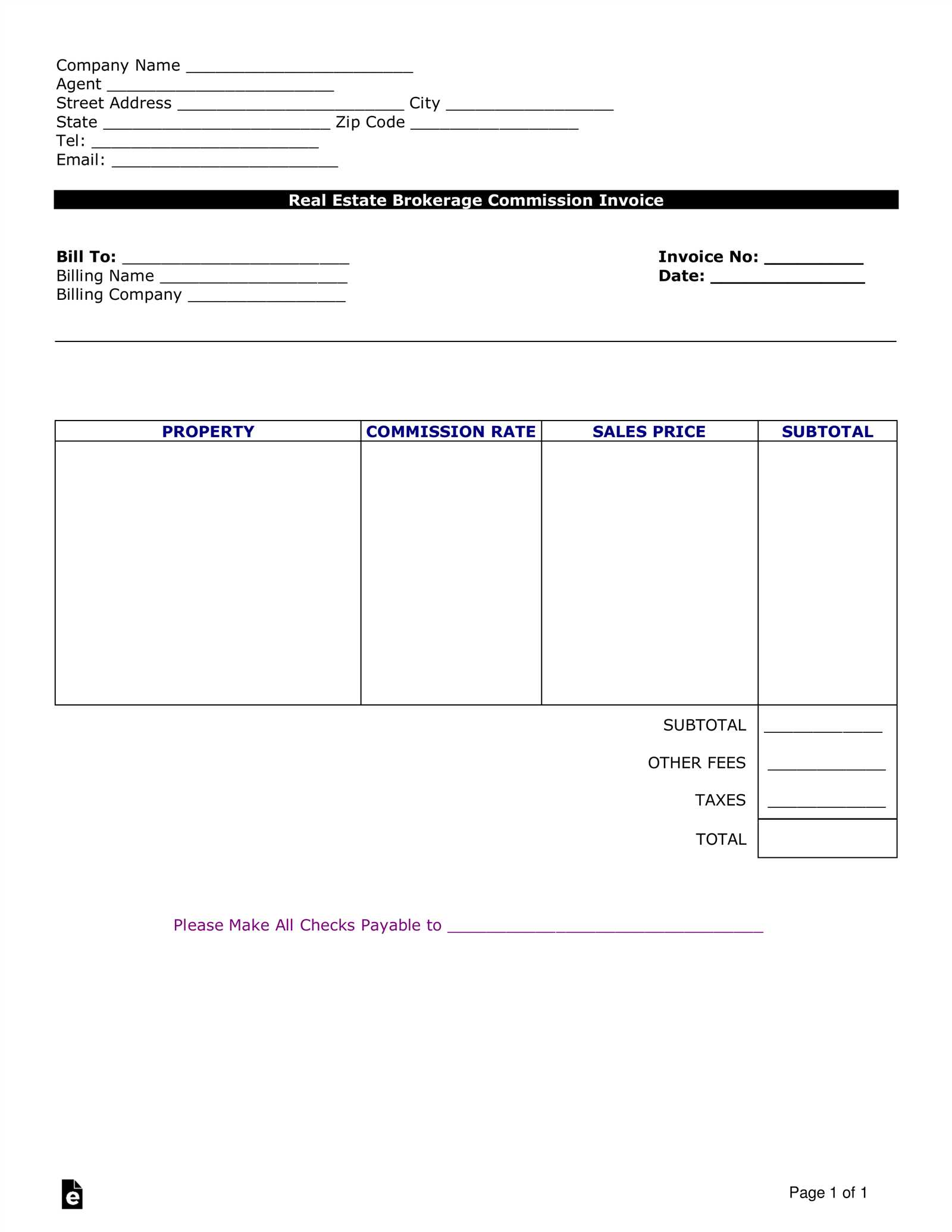 commission invoice template free