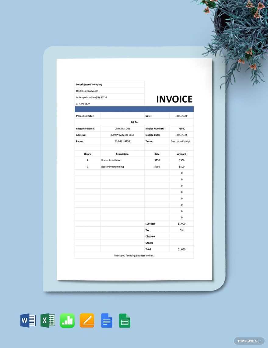 computer technician invoice template