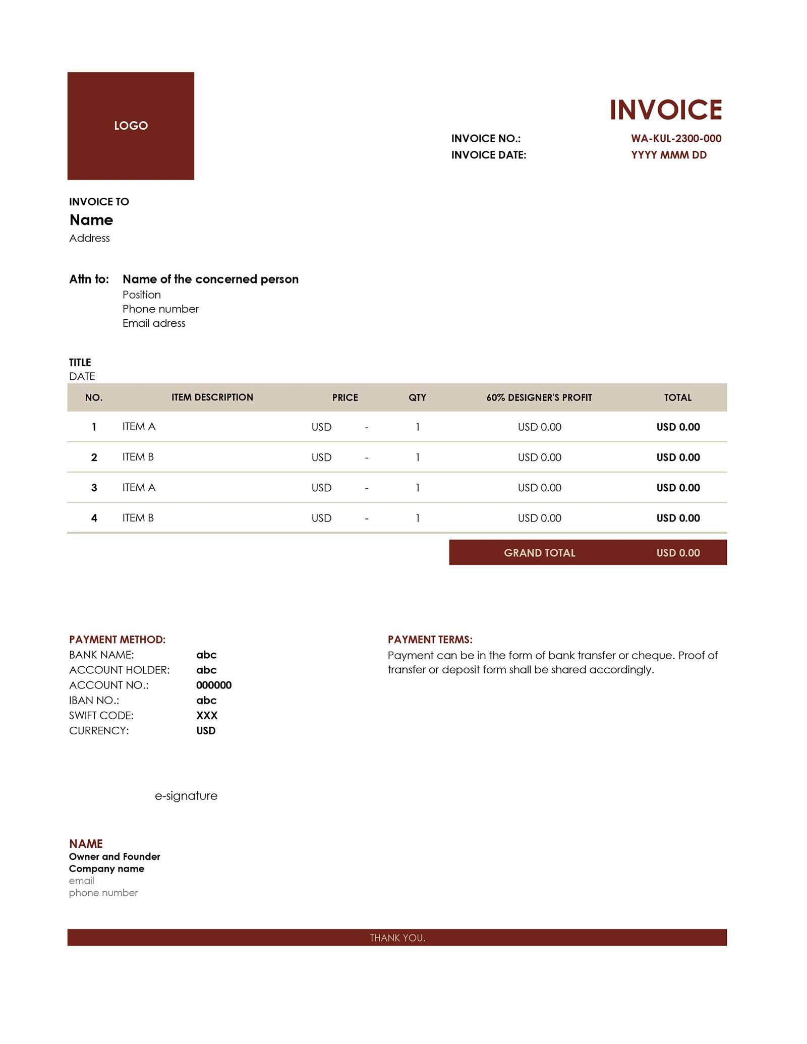 consignment invoice template free