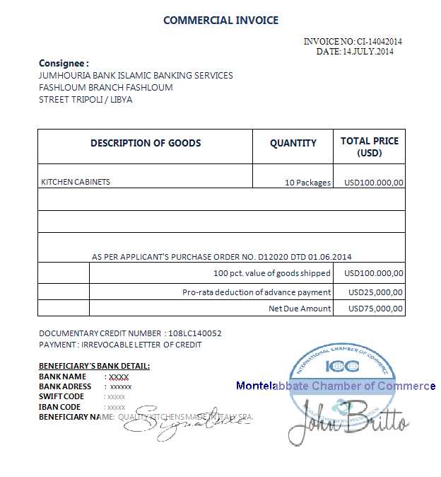 consular invoice template