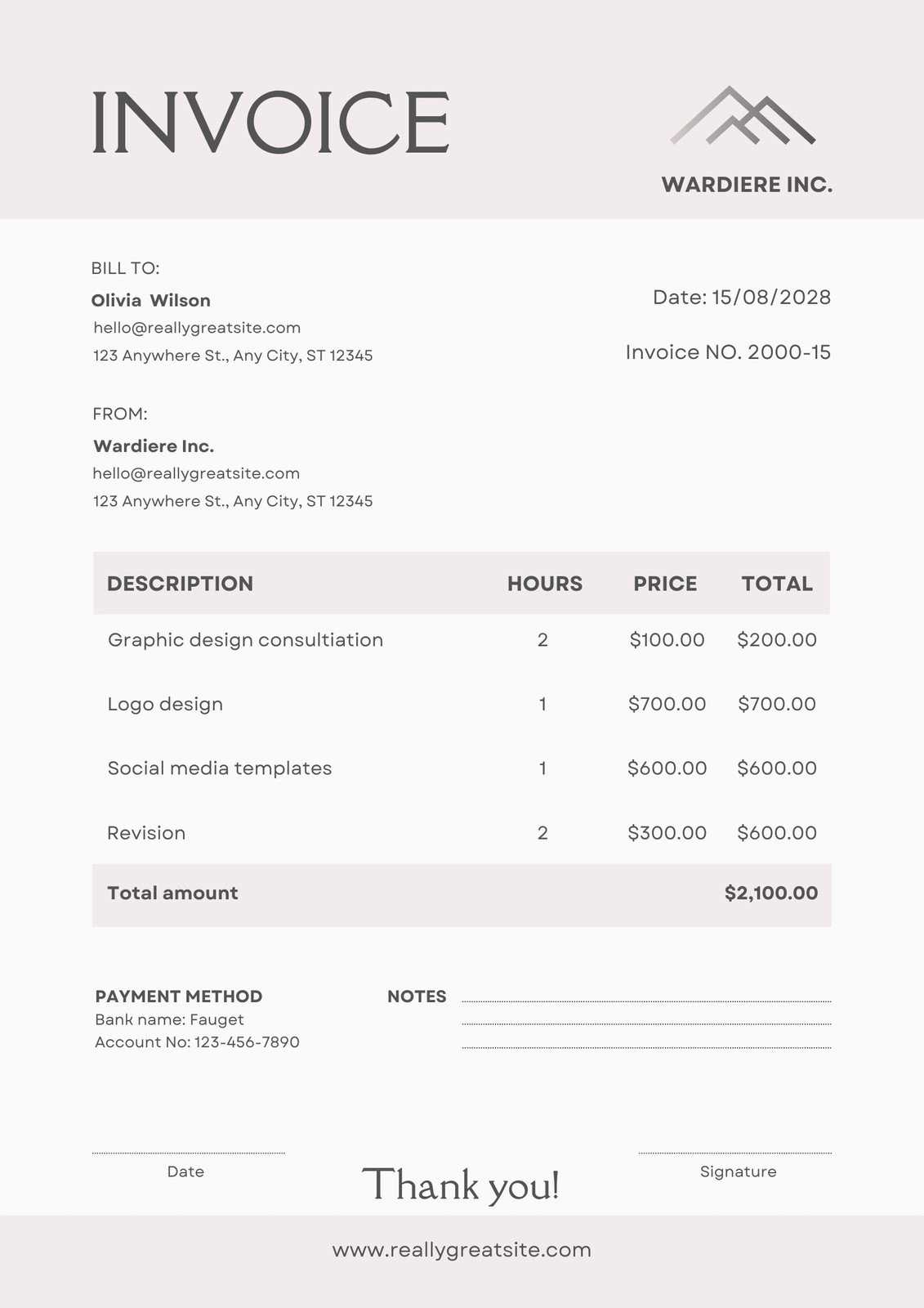 consultant invoice template free