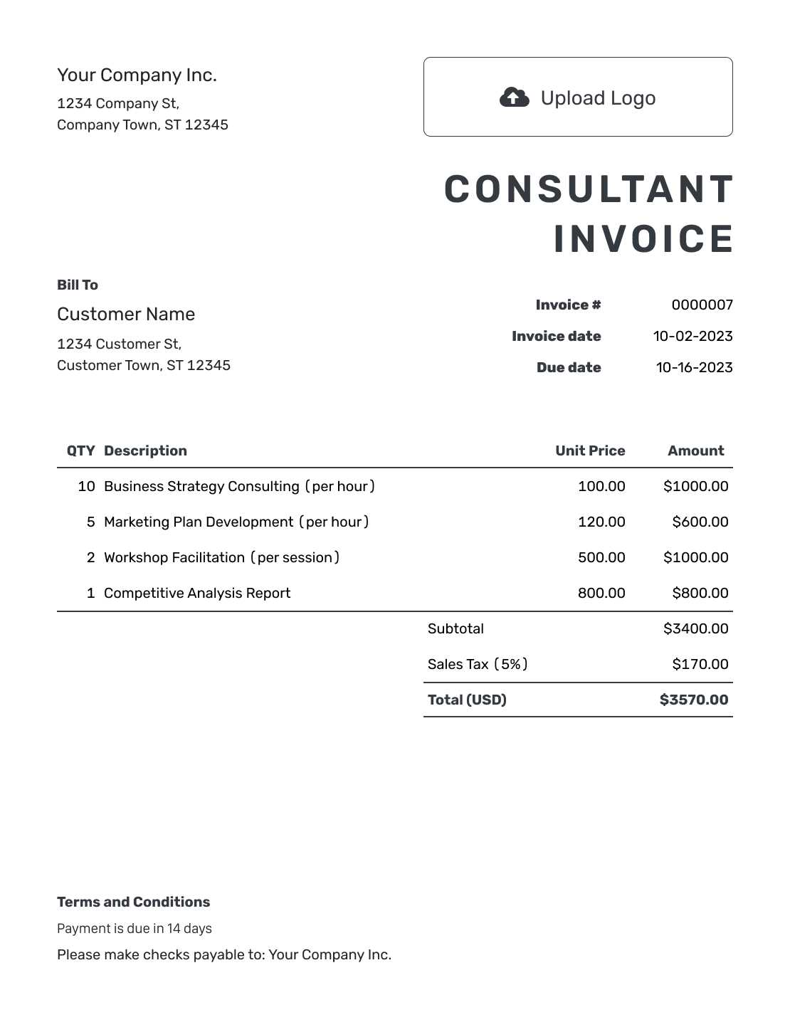 consultant invoice template