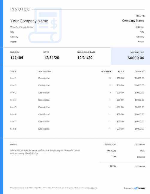 contemporary invoice template