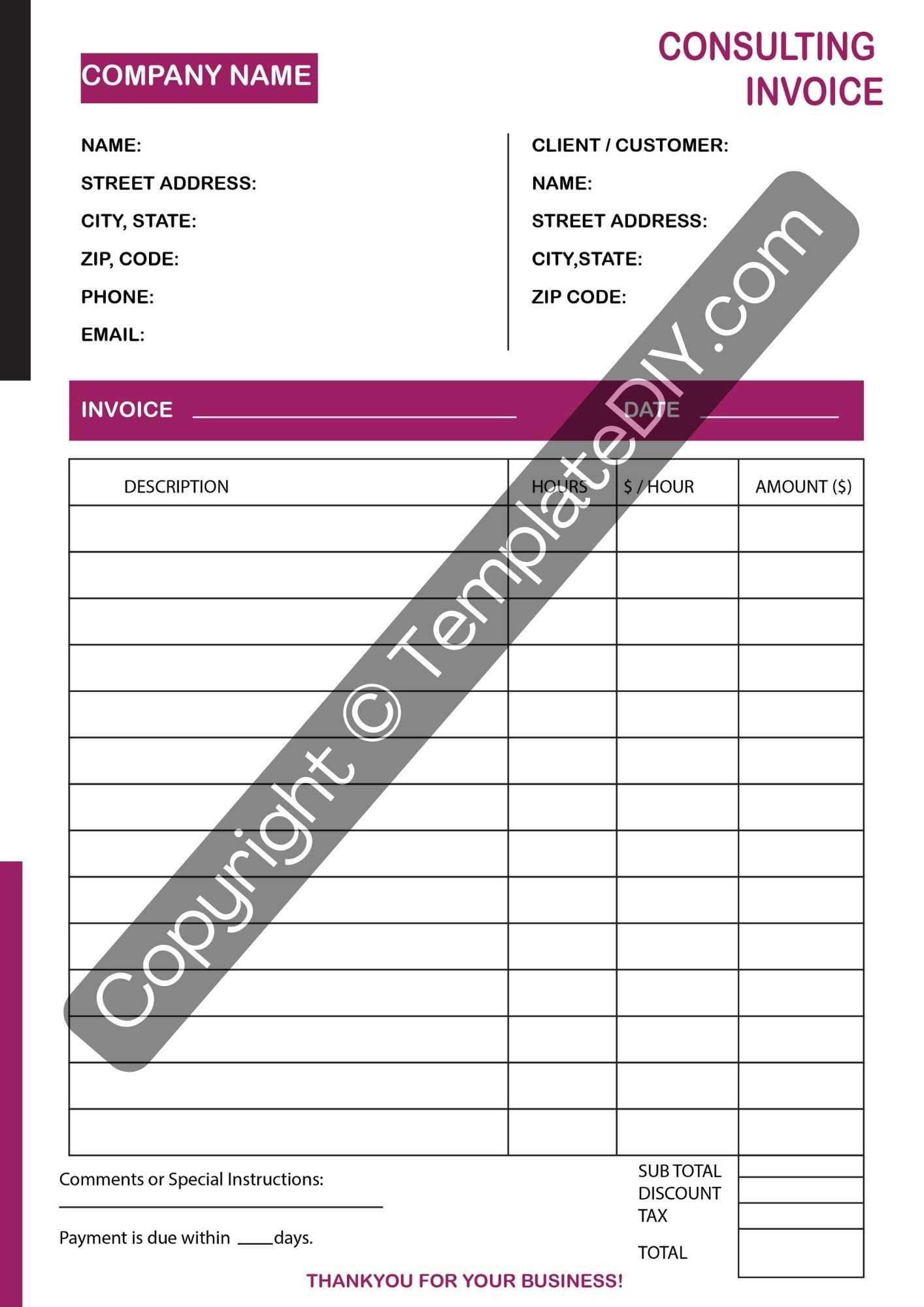 contractor invoice template word free