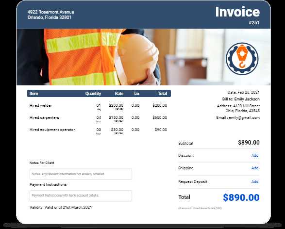 contractor invoice template word free