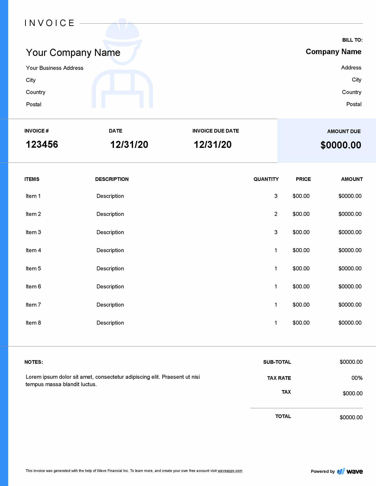 contractors invoice template