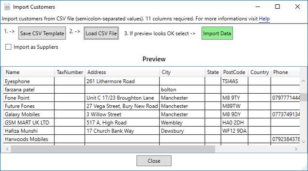 csv invoice template