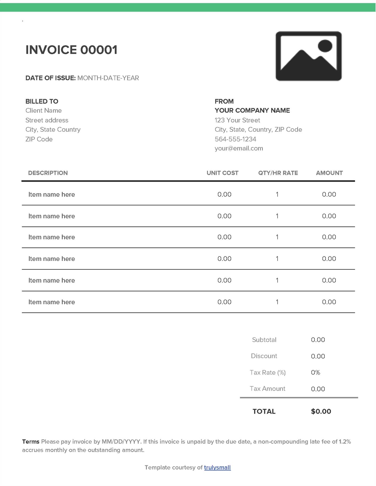 custom invoice template free