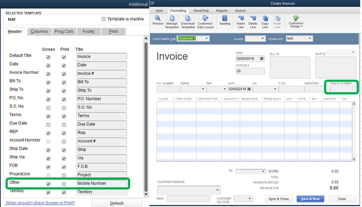 custom invoice template quickbooks online