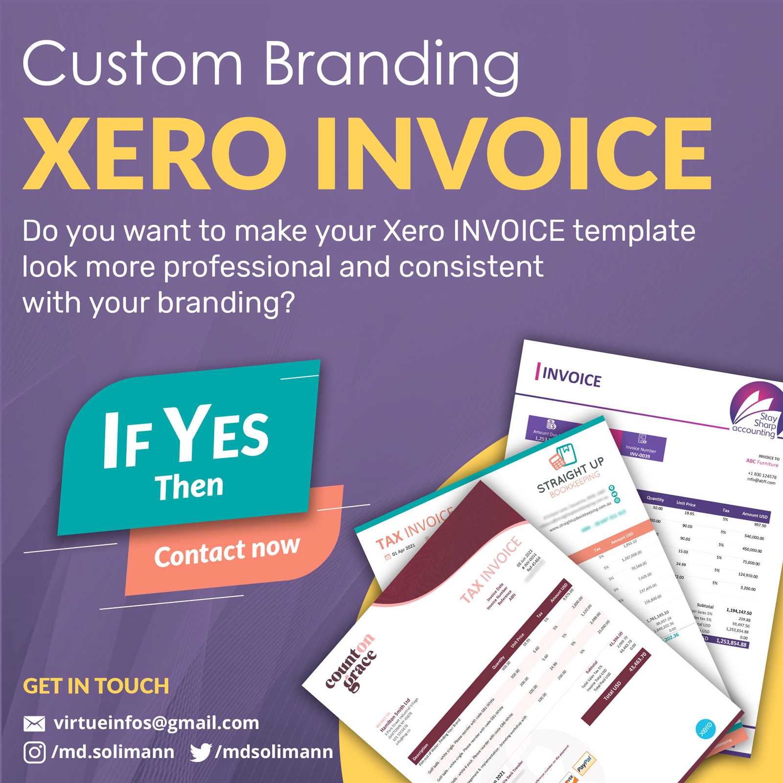 custom invoice template xero