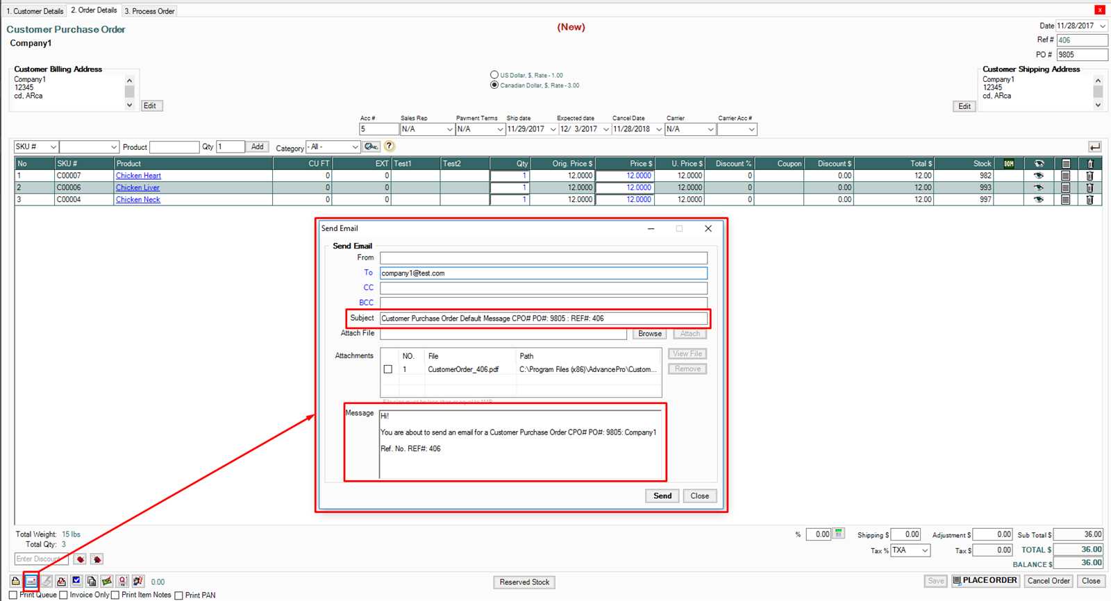 customer invoice email template
