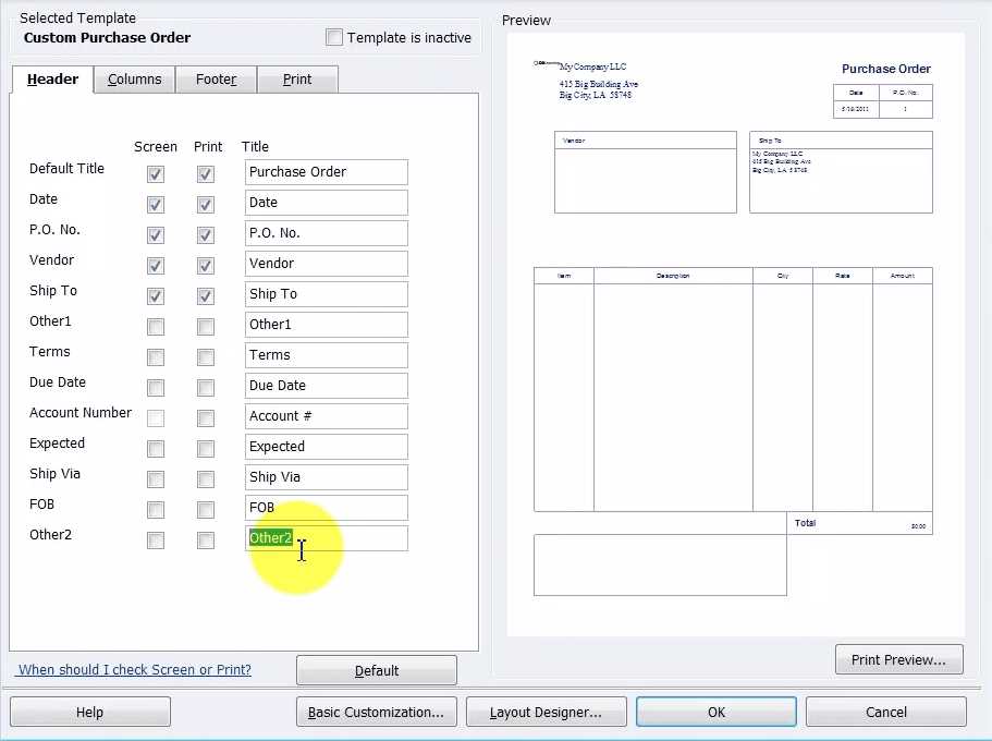 customize invoice template in quickbooks desktop