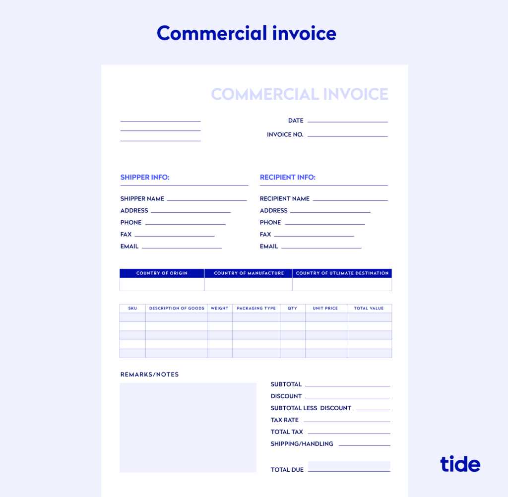 customs invoice template uk