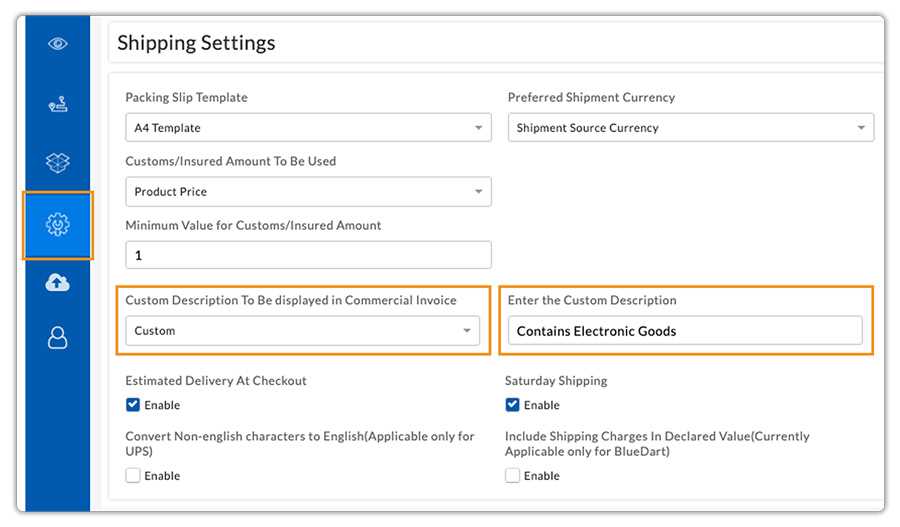 customs invoice template ups