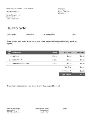 delivery invoice template free