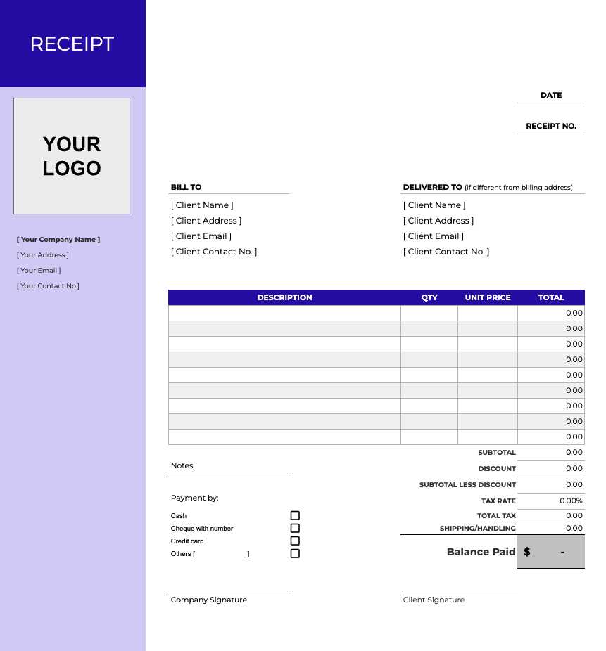 delivery service invoice template