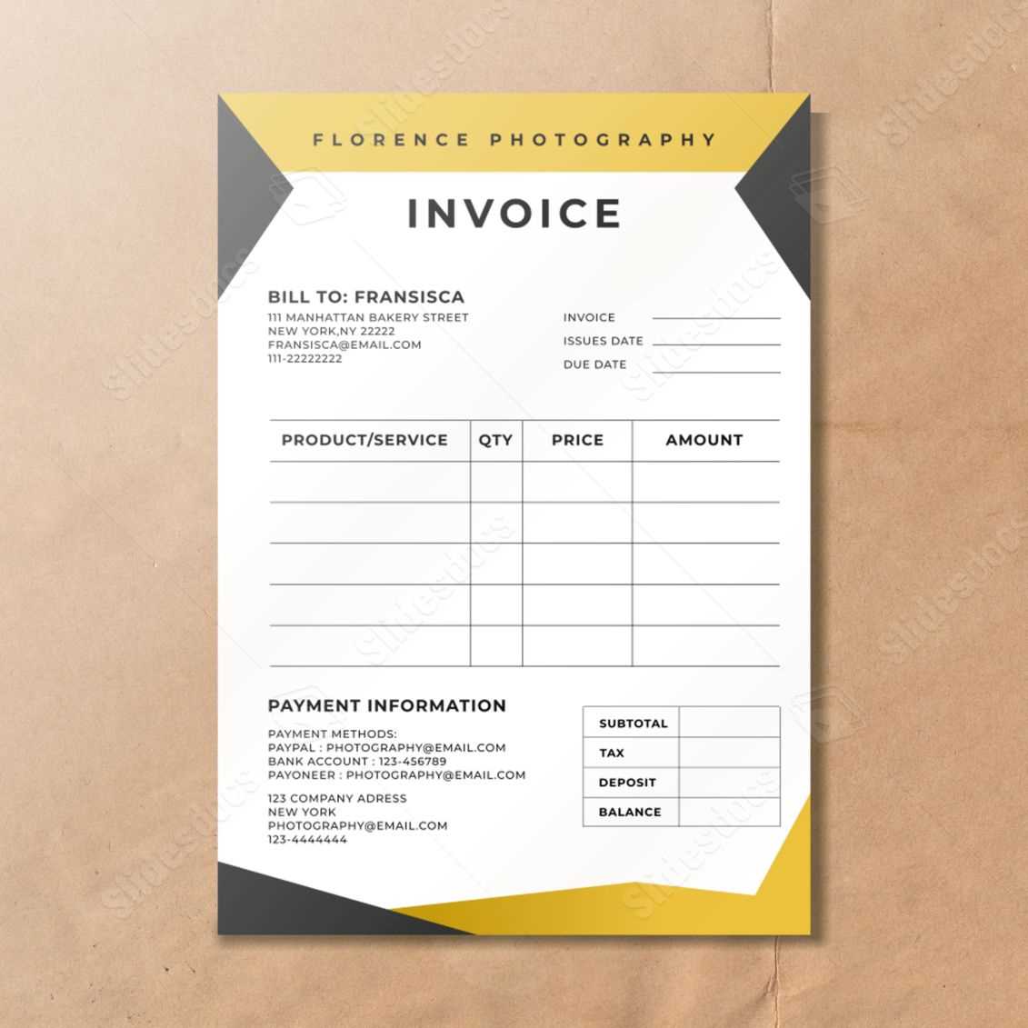 deposit invoice template word