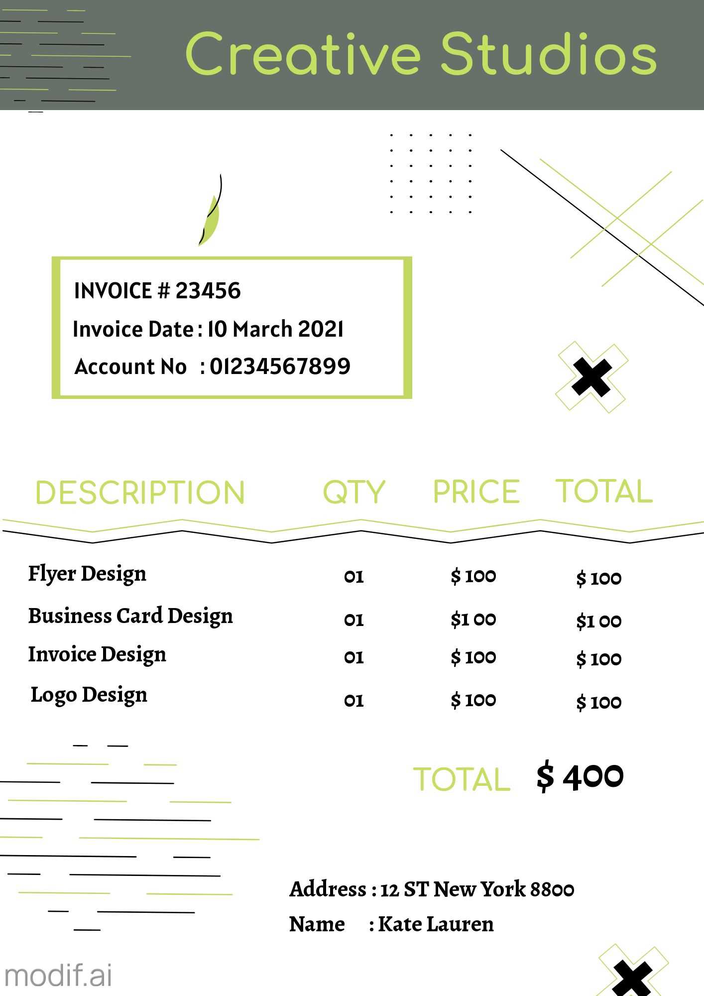 designer invoice template