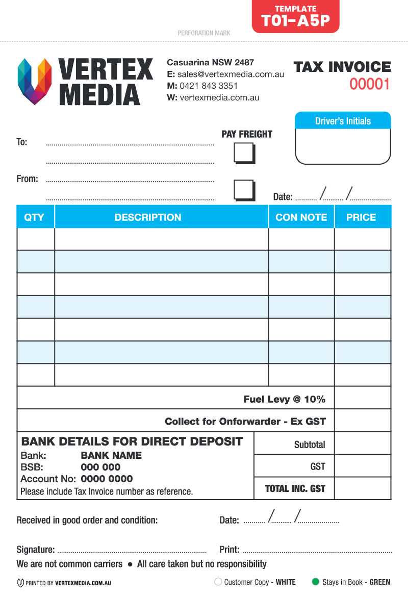 direct deposit invoice template