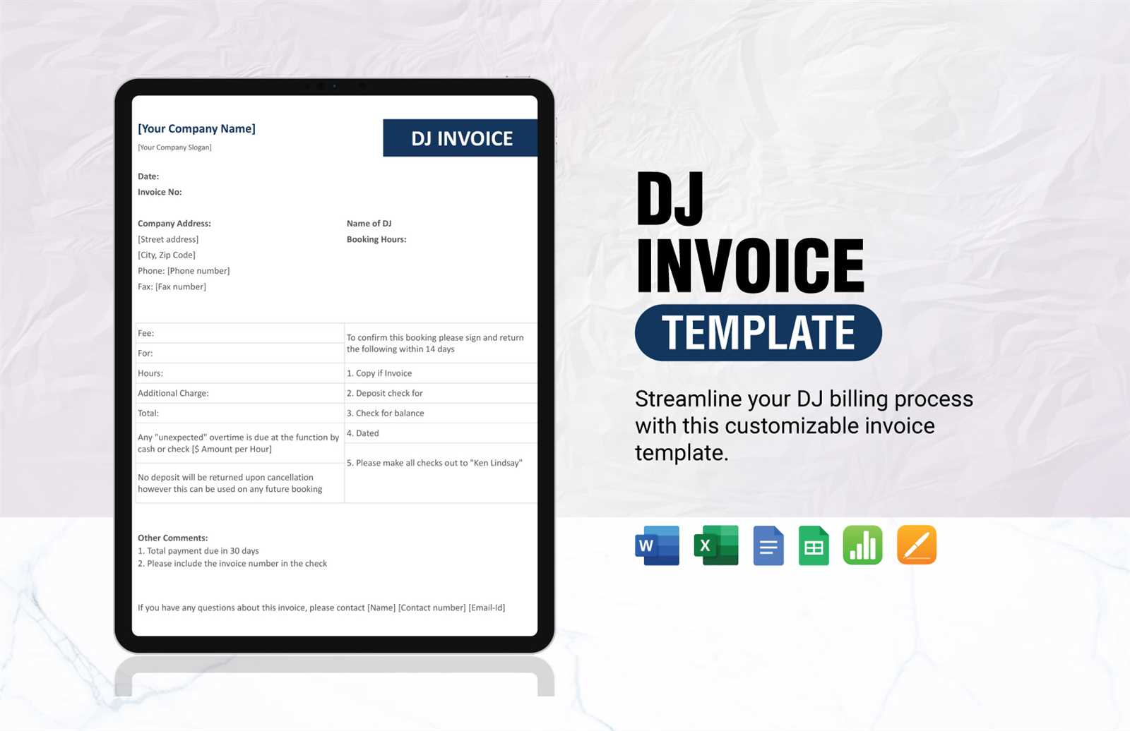 dj invoice template pdf