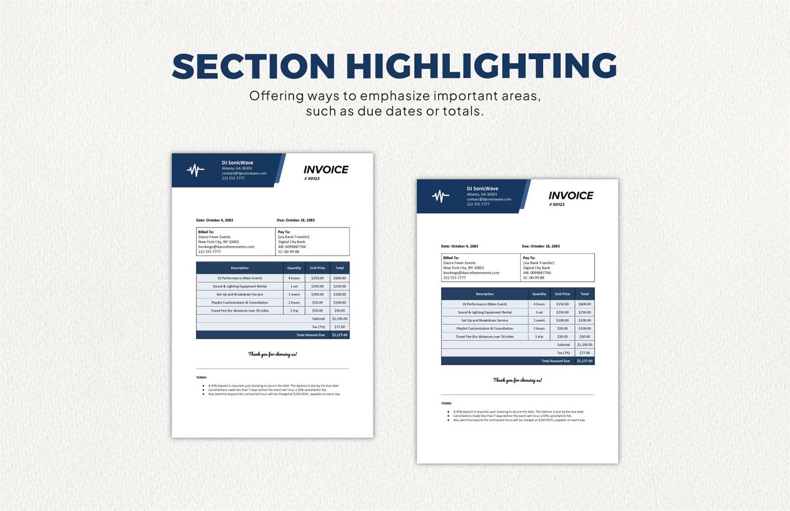 dj invoice template word