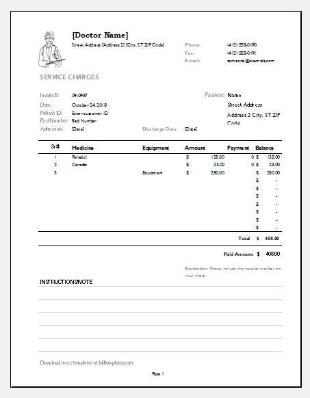 doctors invoice template