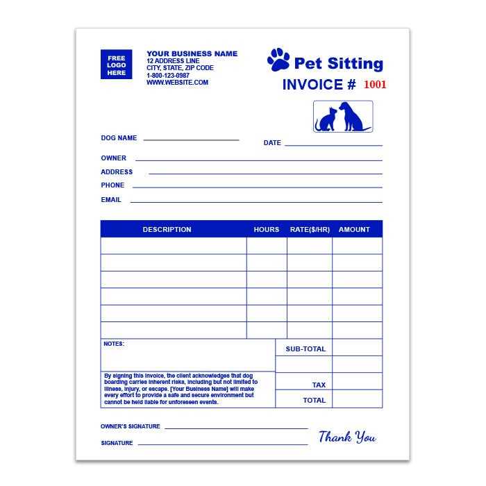 dog sitting invoice template