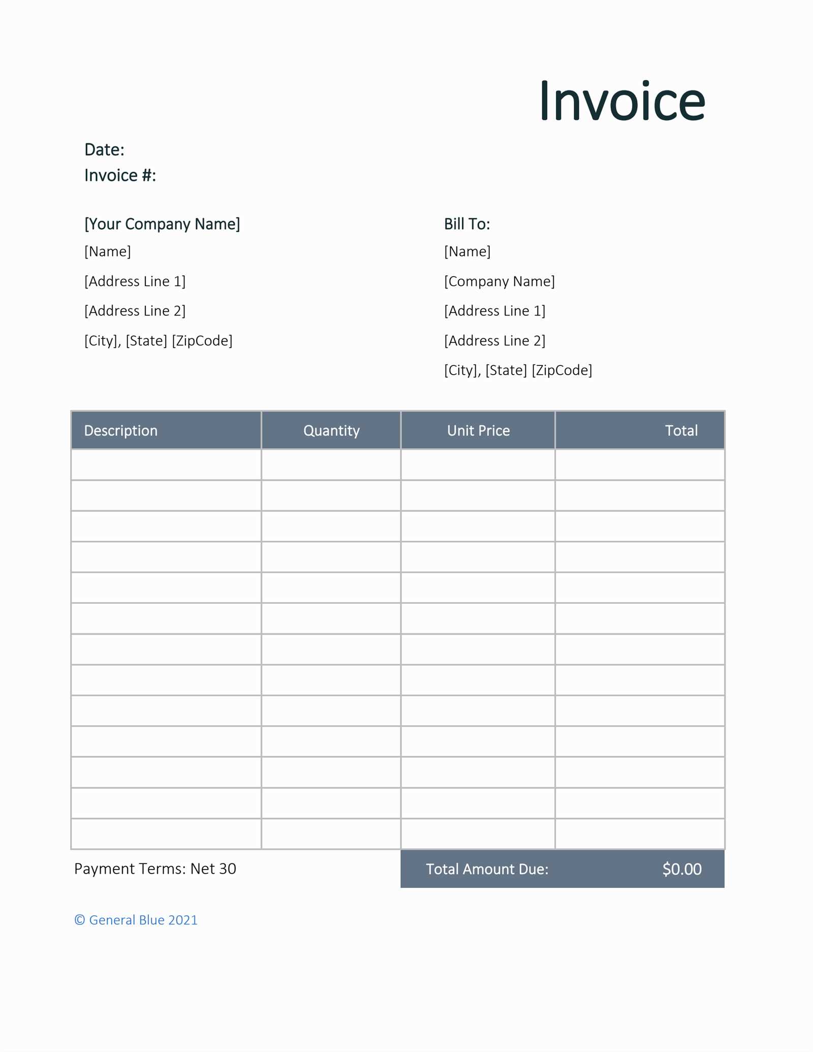 download invoice template excel free