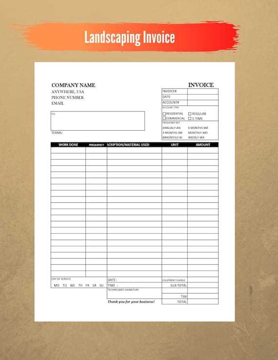 downloadable free landscaping invoice template