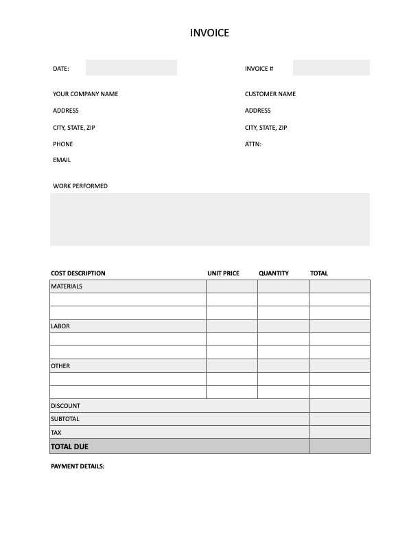 drywall invoice template