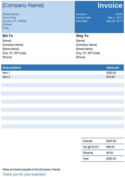 easy invoice template word