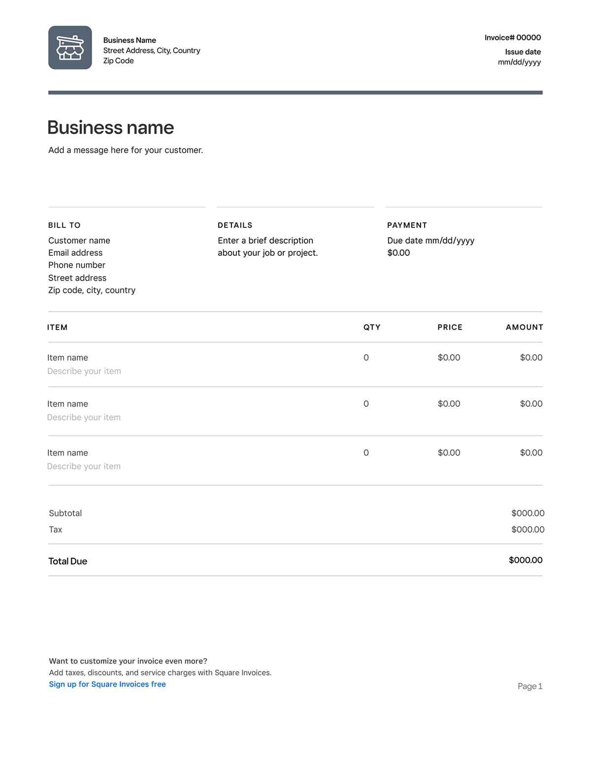 ecommerce invoice template