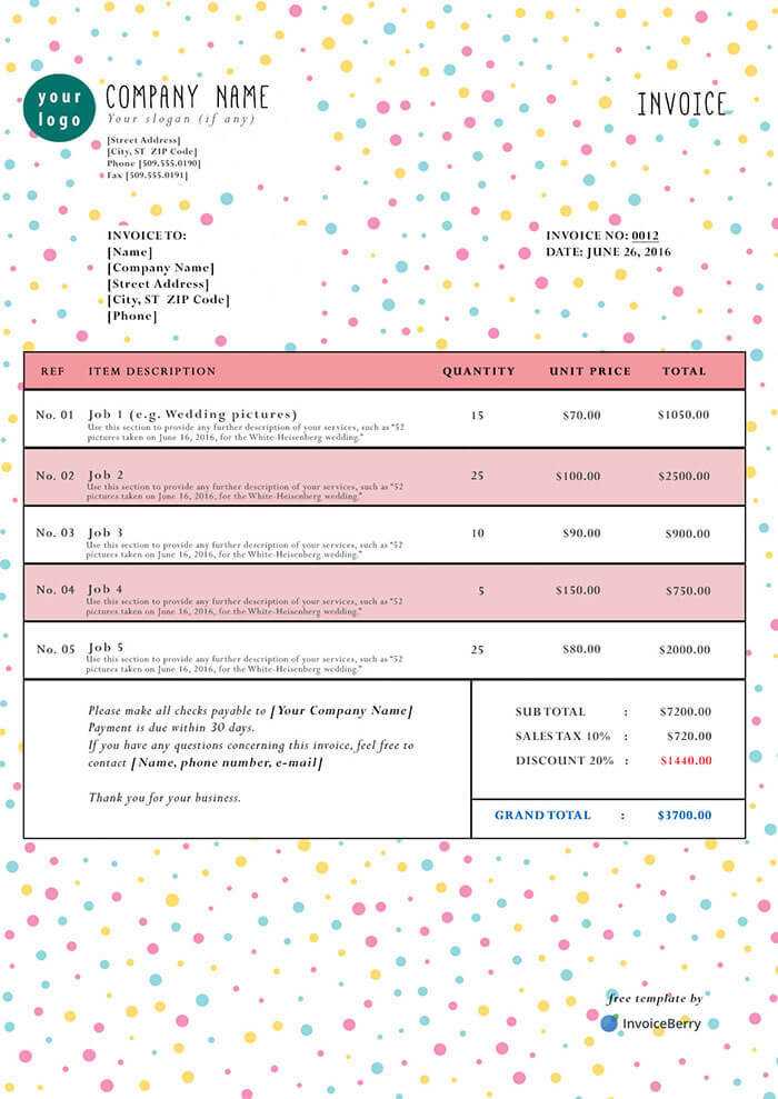 editable cute invoice template