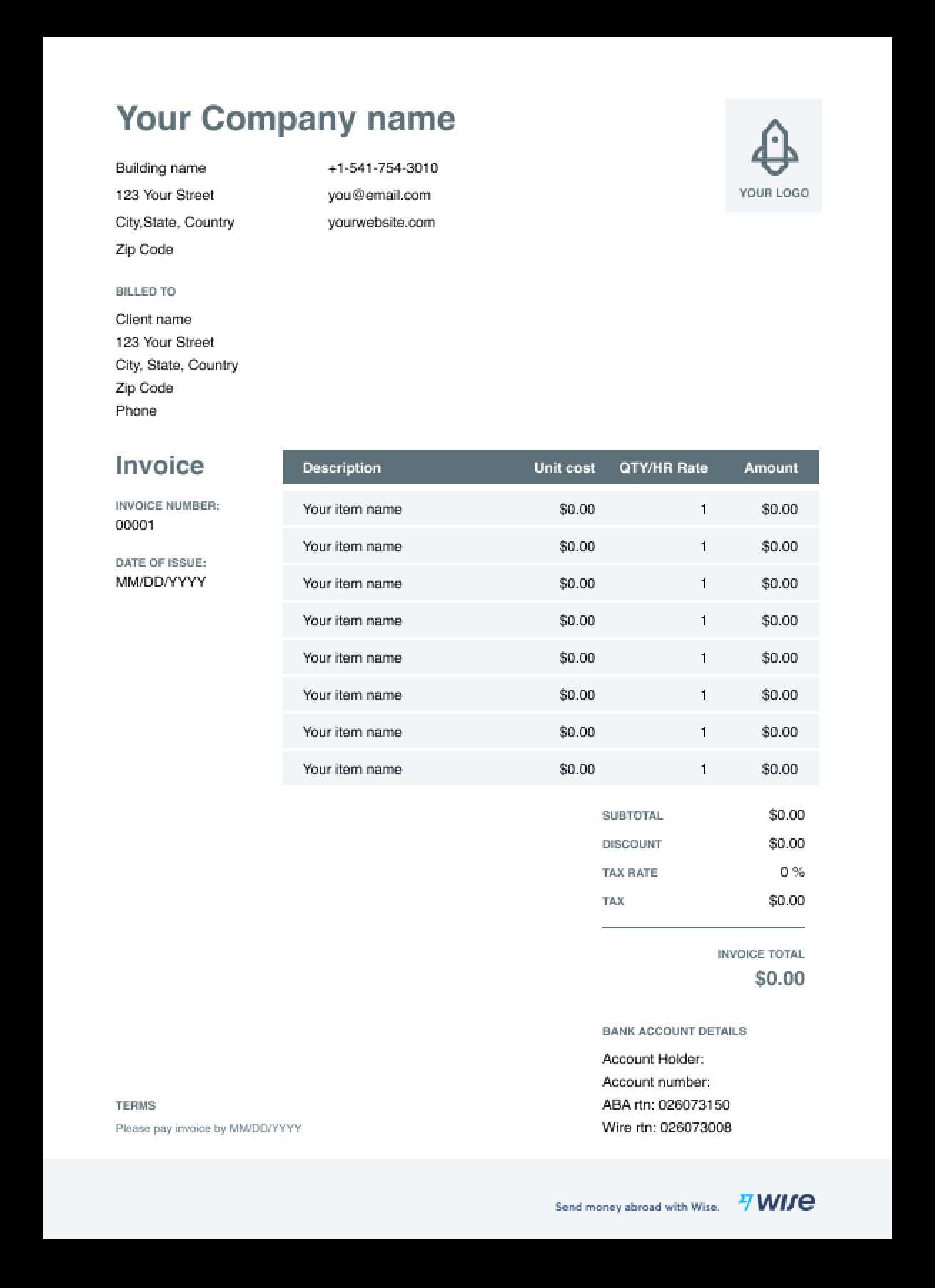 editable free invoice template pdf