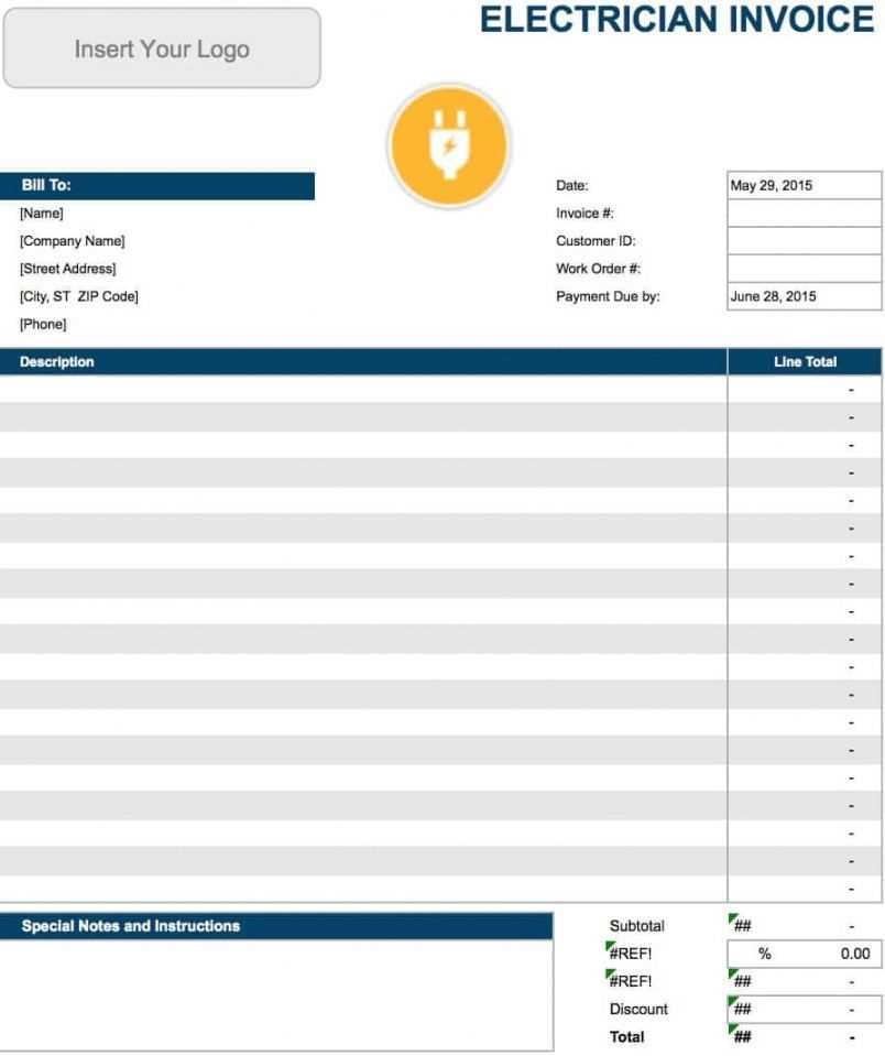 electrical invoice template excel