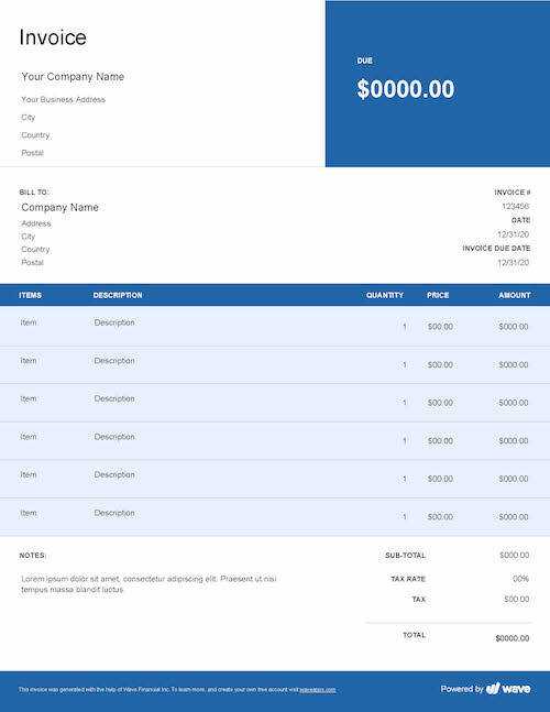 electronic invoice template