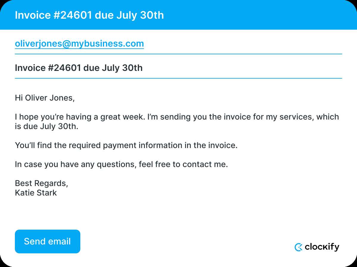 email invoice to client template