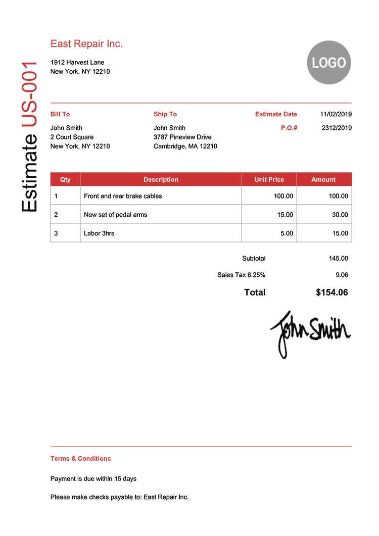 estimate invoice template free