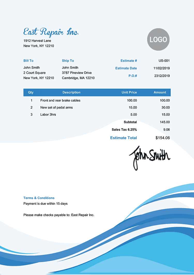 estimate invoice template free