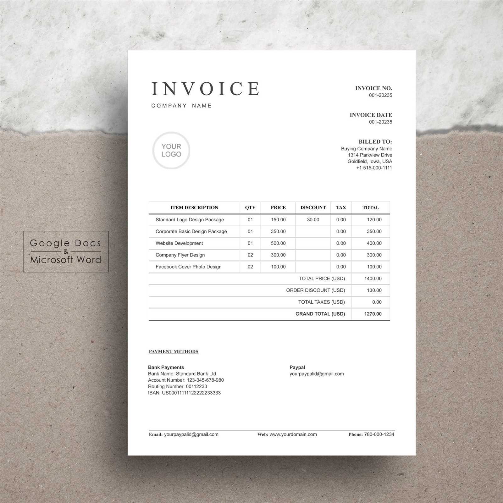 etsy invoice template