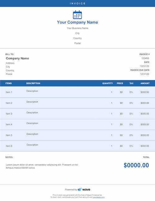 event planner invoice template