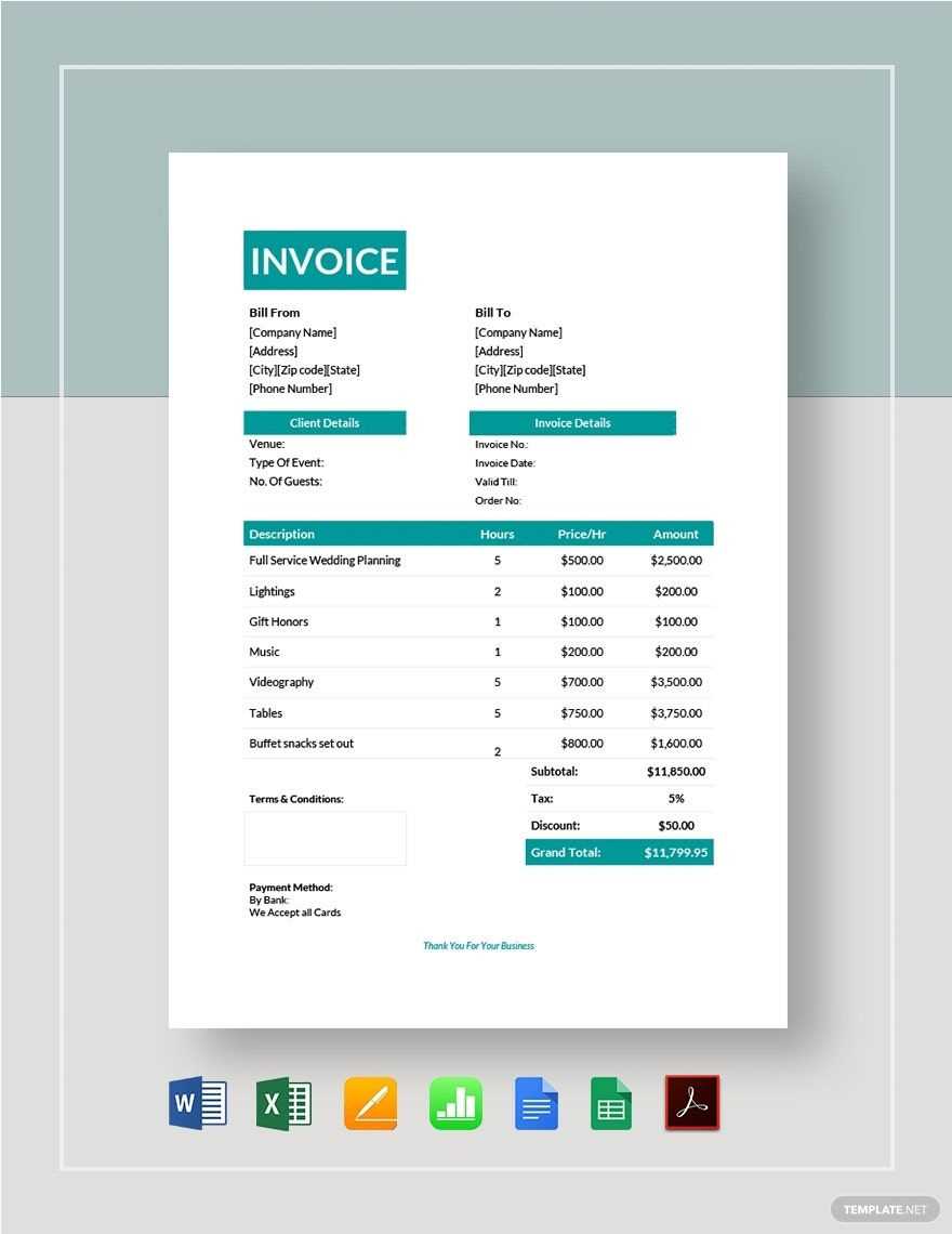 event planner invoice template