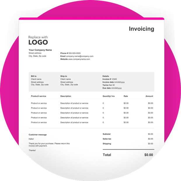 example of invoice template