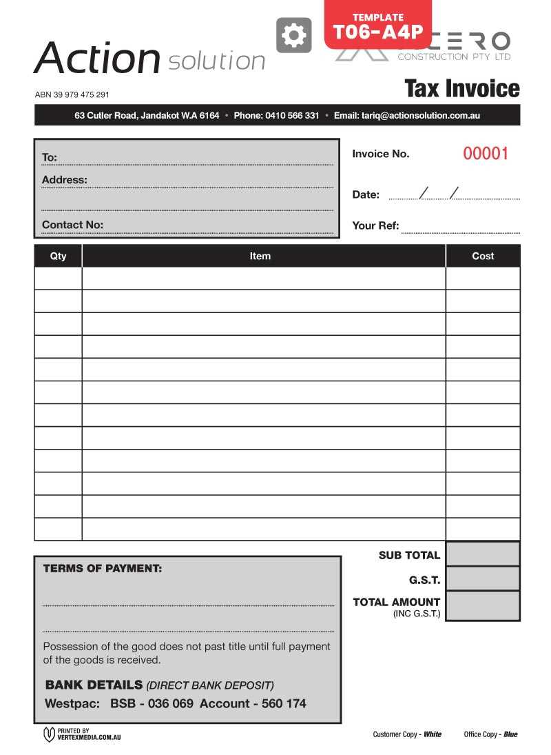 excel invoice template australia