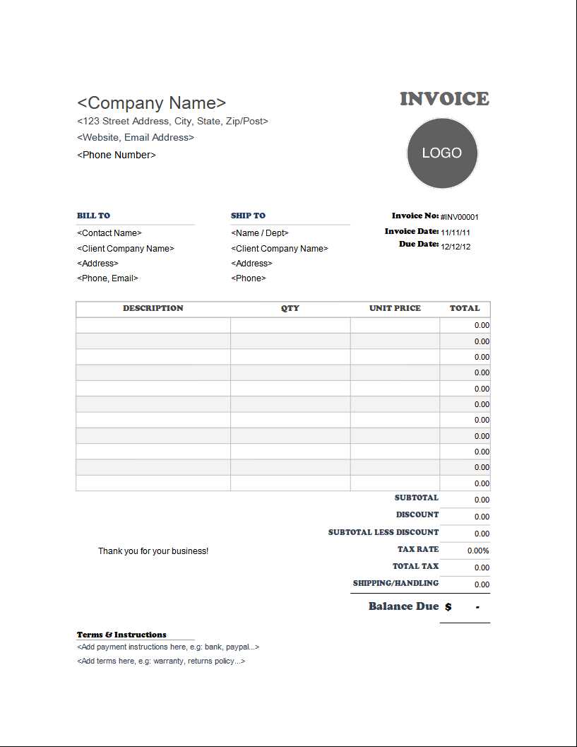 excel invoice template download