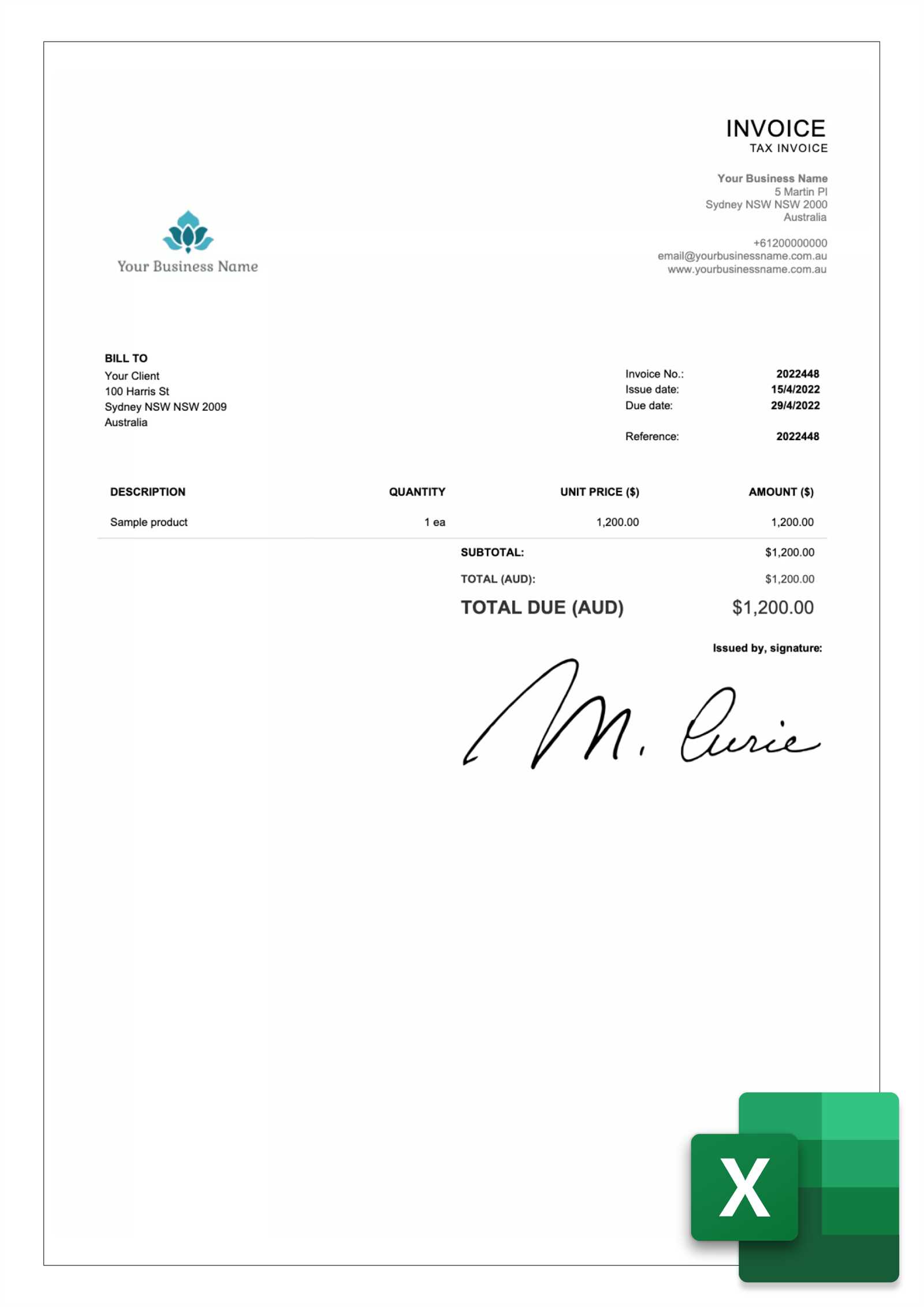 excel invoice template nz