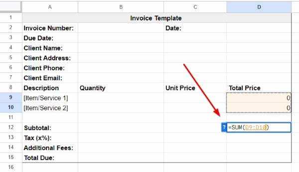 excel invoice template that calculates total