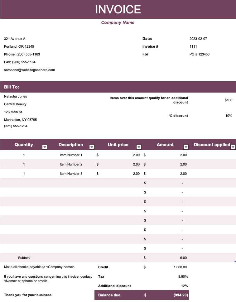 excel invoice template with automatic invoice numbering free download