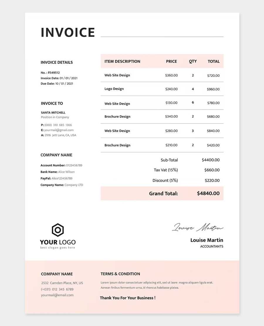excel modern invoice template