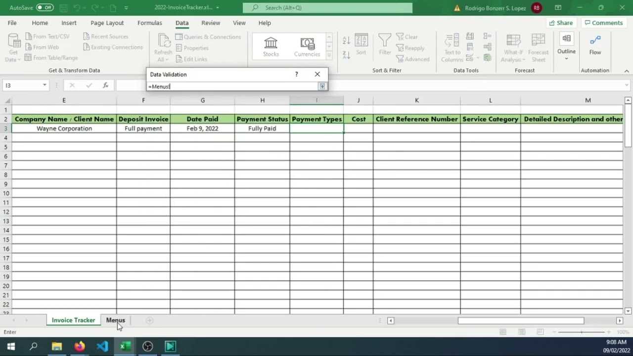 excel template for invoice tracking